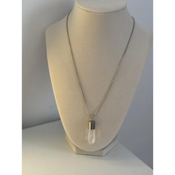 Unbranded Jewelry - Clear Quartz Crystal Necklace Silver Pendant Healing Stone Minimal